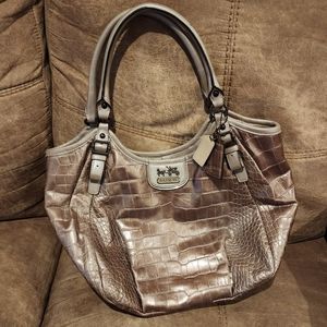 Coach Purse Croc Embossed Gunmetal Bag Handbag